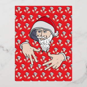 Cooler Gangsta Hip Hop Hand Rap Weihnachtsmann Folien Feiertagspostkarte