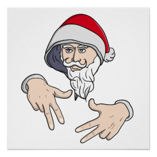 Cooler Gangsta Hip Hop Hand Rap Weihnachtsmann Poster