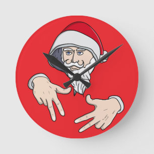 Cooler Gangsta Hip Hop Hand Rap Weihnachtsmann Runde Wanduhr