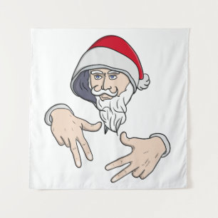 Cooler Gangsta Hip Hop Hand Rap Weihnachtsmann Wandteppich