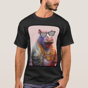 Cooler Gangster Hippo Sonnenbrille T-Shirt