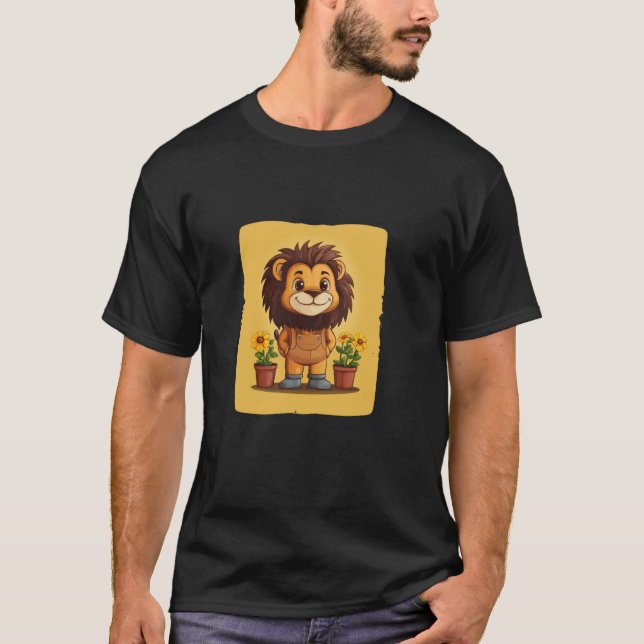 Cooler Gärtner Löwe gräbt mit Stil im Dreck T-Shirt (Vorderseite)