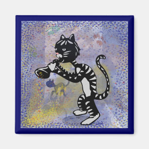 Cooler Gassen-Jazz-Katzen-Quadrat-Magnet Magnet