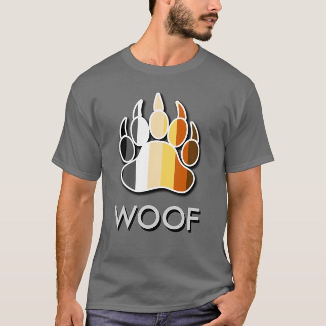 Cooler Gay Bear Pride Flag Bärenpaw WOOF T-Shirt (Vorderseite)