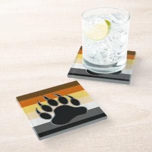 Cooler Gay Bear Pride Flag Bear Paw Glasuntersetzer