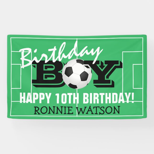 Cooler Geburtstag Boy Football Soccer | Happy Birt Banner (Horizontal)