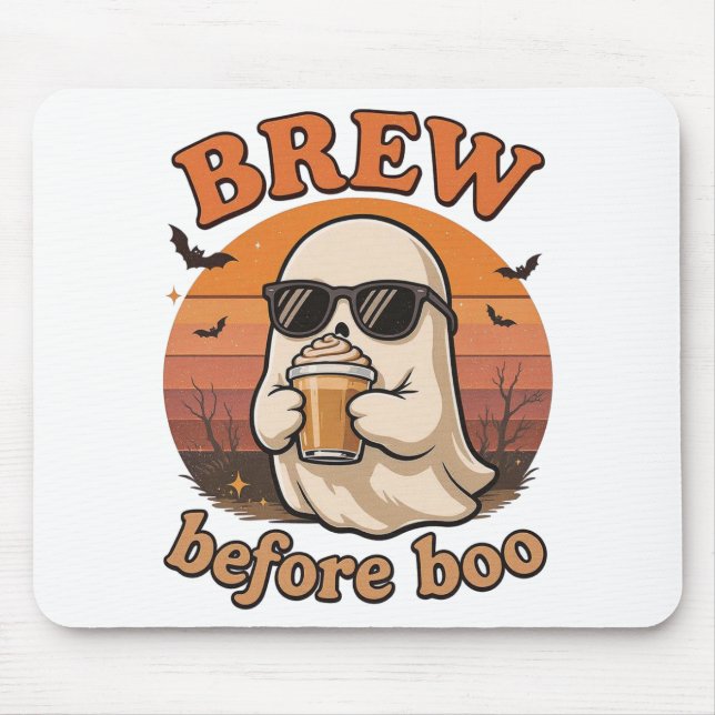 Cooler Geist mit Kaffee Halloween-Mauspad Mousepad (Vorne)