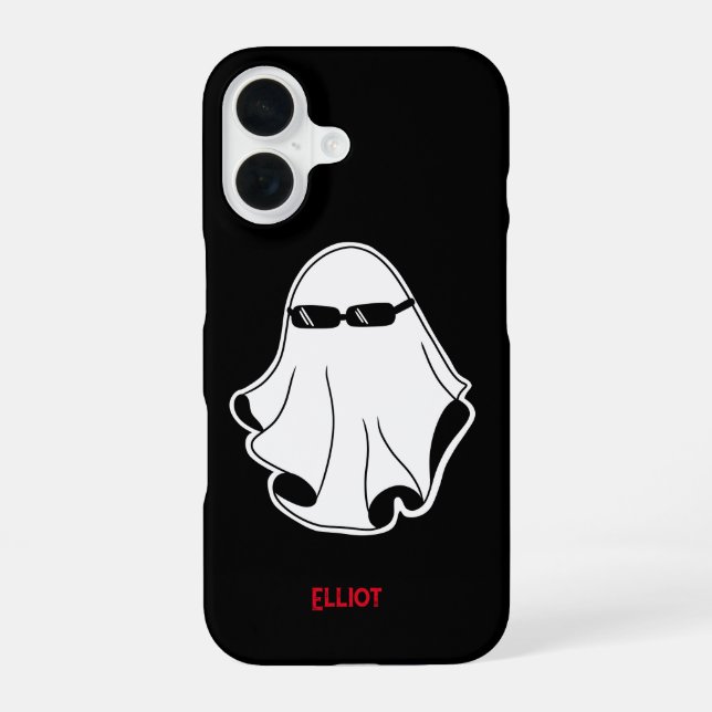 Cooler Geist mit schwarzer Sonnenbrille iPhone 16 Hülle (Rückseite)