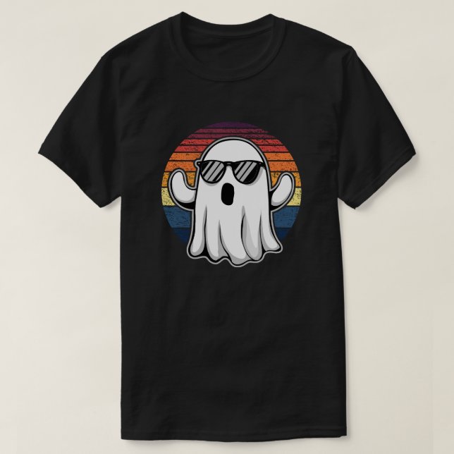Cooler Geist mit Sonnenbrille Retro Sonnenuntergan T-Shirt (Design vorne)