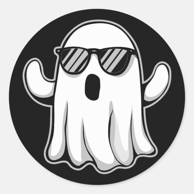 Cooler Geist mit Sonnenbrille Runder Aufkleber (Vorderseite)