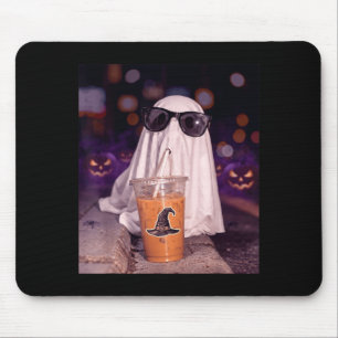Cooler Geist trinkt kalten Kaffee Halloween Mousepad