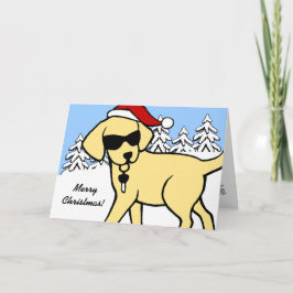 Cooler Gelbe Labrador Cartoon Weihnachtsschneewald Feiertagskarte