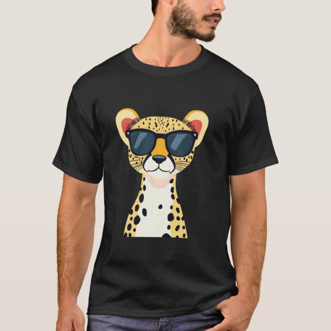 Cooler Gepard mit Sonnenbrille-Design T-Shirt (Vorderseite)