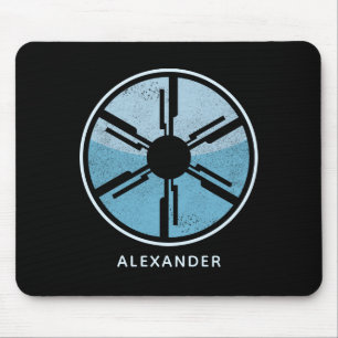 Cooler gestörter kosmischer Raum Blue Ombre SciFi- Mousepad