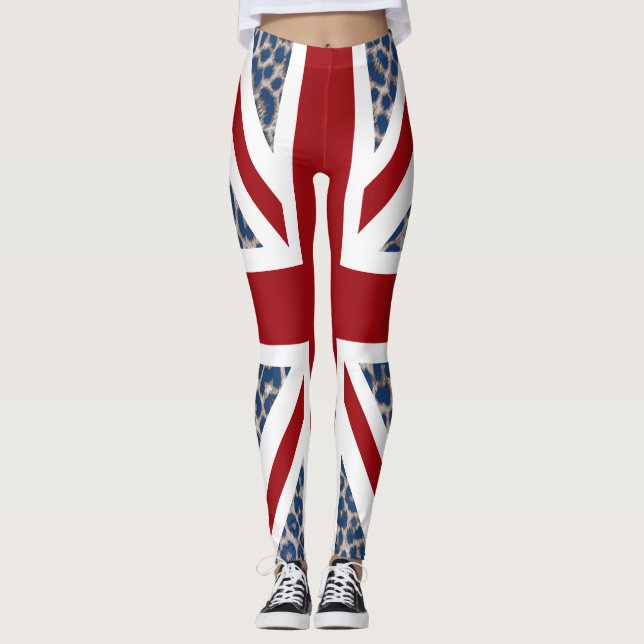 Cooler Gewerkschafts-Jack-blaue Leopard-Flagge Leggings (Vorderseite)