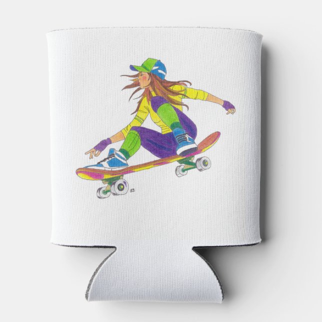 Cooler Girl Skateboarder Dosenkühler (Rückseite)