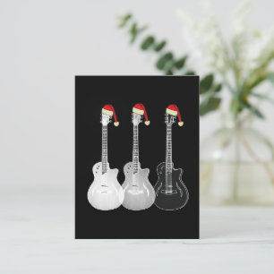 Cooler Gitarren-Weihnachtsmann Schwarz und Weiß Feiertagspostkarte
