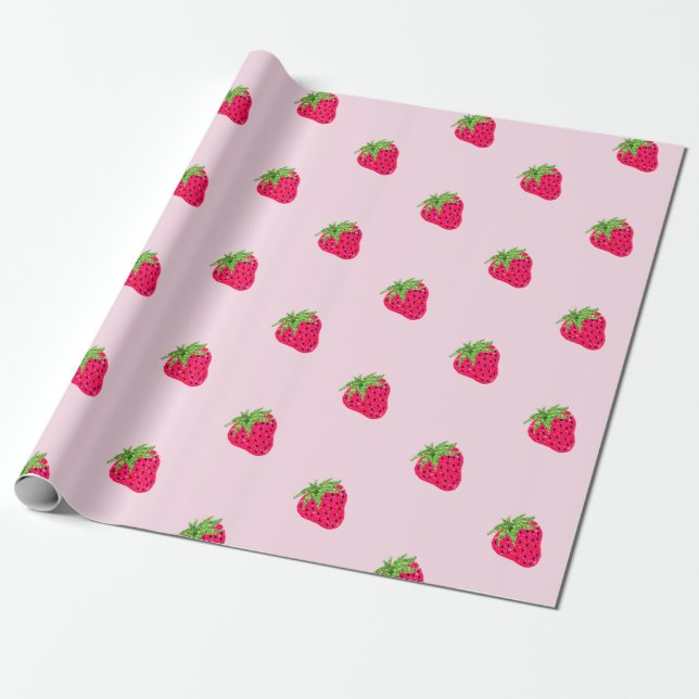 Cooler Glitzer Erdbeere Rosa Geschenkpapier (Ungerollt)