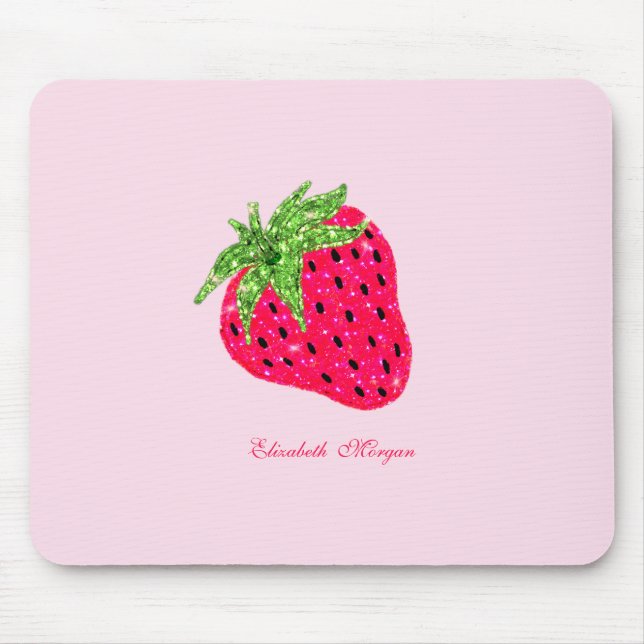 Cooler Glitzer Erdbeere Rosa Mousepad (Vorne)