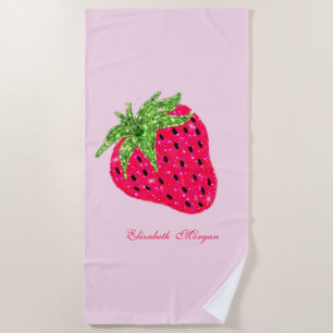 Cooler Glitzer Erdbeere Rosa Strandtuch