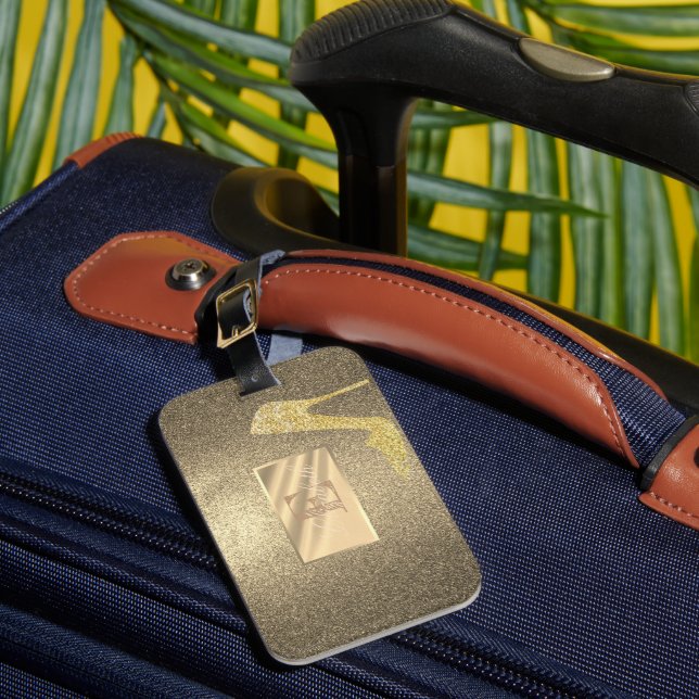 Cooler Glitzer, hohe Ferse, monogramm-Personalisie Gepäckanhänger (Vorderseite Insitu 1)