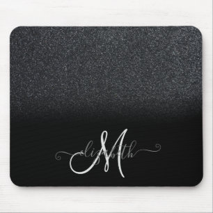 Cooler Glitzer Ombre Black Monogram Mousepad