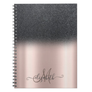 Cooler Glitzer Ombre Monogram Rose Gold Notizblock
