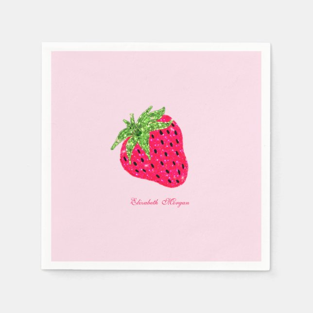 Cooler Glitzer Strawberry Paper Teller Serviette (Vorderseite)