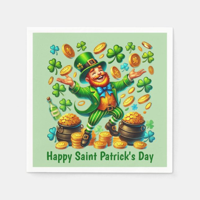 Cooler Glücklicher St. Patrick's Day Leprechaun  Serviette (Vorderseite)