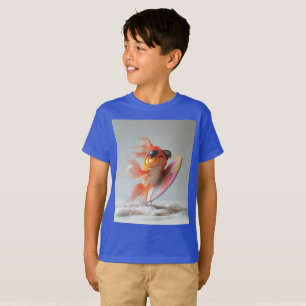 Cooler Goldfisch surft auf einer Welle T-Shirt