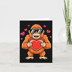 Cooler Gorilla, der Herz hält, Valentinstag-Affe, Karte