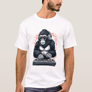 Cooler Gorilla DJ Mixing Beats mit Kopfhörern T-Shirt