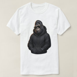 Cooler Gorilla mit schwarzem Hoodie-Grafik-T-Shirt T-Shirt
