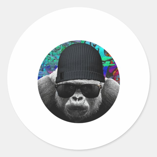 Cooler Gorilla-Sticker Runder Aufkleber (Vorderseite)