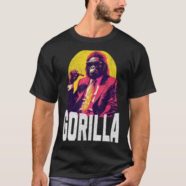Cooler Gorilla und Anzug erwecken Kraft und Kon T-Shirt (Vorderseite)