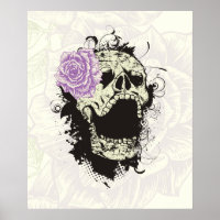Cooler gotischer Totenkopf und violette Rose als i