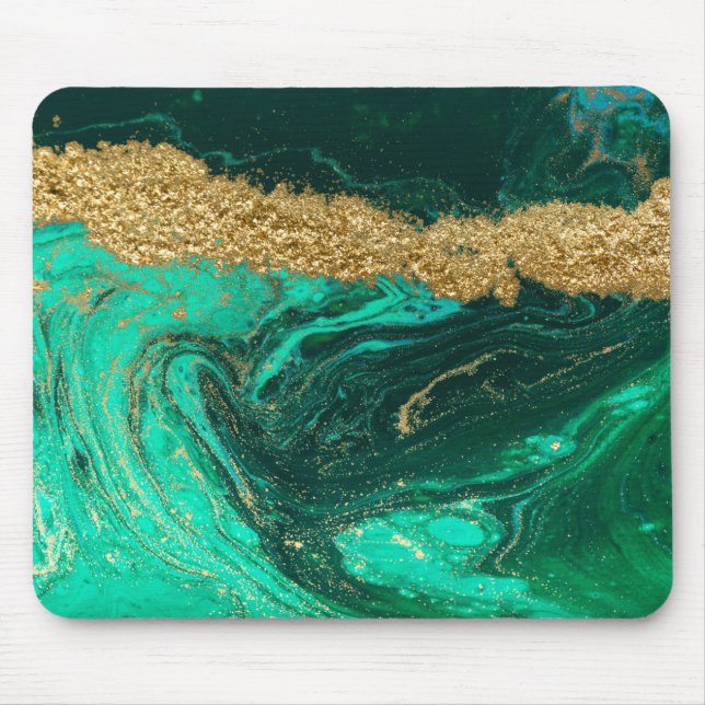 Cooler Green Marble Gold Glitzer Mousepad (Vorne)