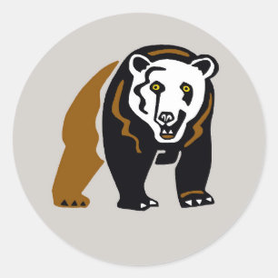 Cooler Grizzly BAR - gefährdetes Tier - Natur - Runder Aufkleber