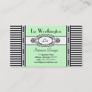 Cooler grüner Damast und Streifen kundengerecht Visitenkarte