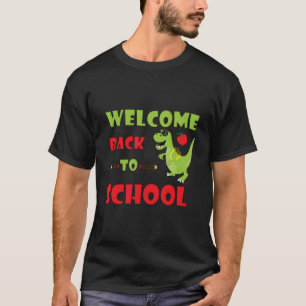 Cooler grüner Dinosaurier Dino geht zurück zur Sch T-Shirt