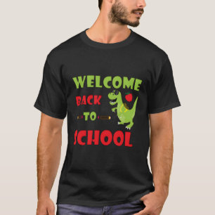 Cooler grüner Dinosaurier Dino geht zurück zur Sch T-Shirt