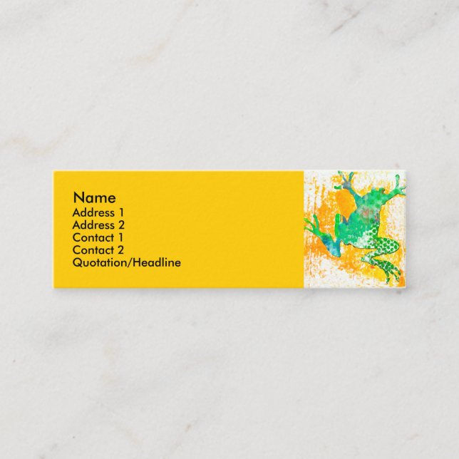 Cooler grüner Frosch-TierWatercolor Mini Visitenkarte (Vorderseite)