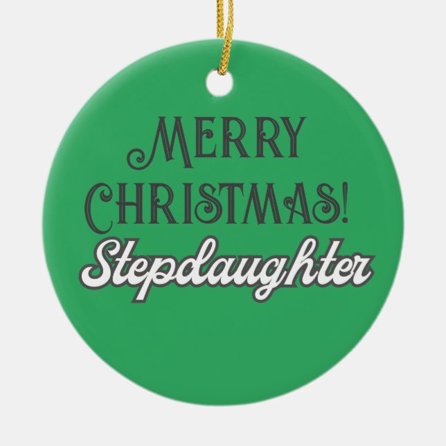 Cooler Grüner Text Frohe Weihnachtsstochter Keramik Ornament (Vorne)