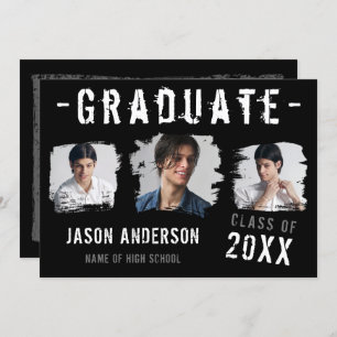 Cooler Grunge Black 3 Foto Abschluss Ankündigung