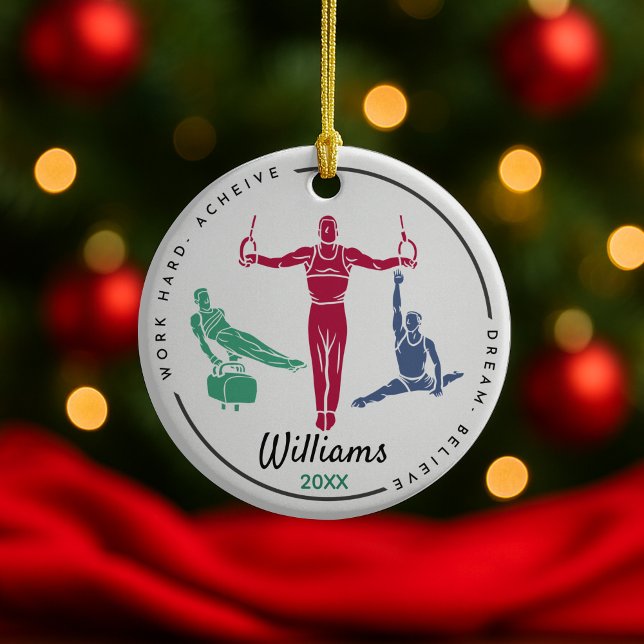 Cooler Gymnastikspieler personalisiert Keeper Keramik Ornament (Von Creator hochgeladen)