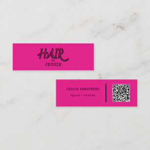 Cooler Haarstylist QR Code Rosa Mini-Visitenkarte Mini Visitenkarte