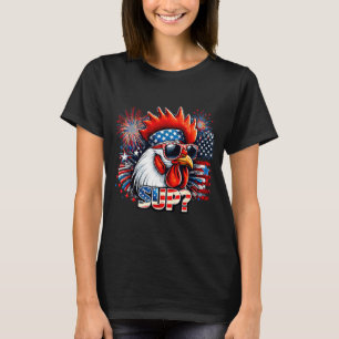 Cooler Hahn mit Sonnenbrille Sup Retro Farm Vibes T-Shirt