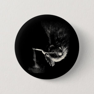 Cooler Hahn raucht Zigaretten Kunst Grafik _1  Button