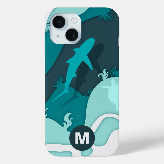 Cooler Hai Abstrakt Art Monogram Case-Mate iPhone Hülle (Rückseite)