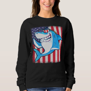 Cooler Hai Amerikanische Flagge Fischen Natur Ou Sweatshirt